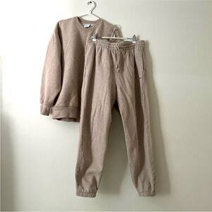 Aritzia Beige Sweat-fleece Set